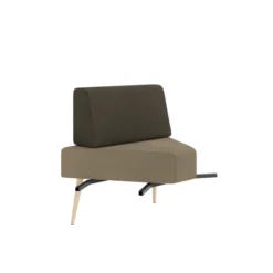 Chauffeuse d'angle 60° Modul@ - tissu V - pieds chêne vernis naturel