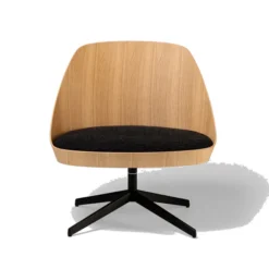 Chauffeuse pivotante Kaiak Lounge - coque bois - assise tissu - piétement aluminium ou laqué