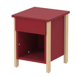 Chevet avec tiroir - Naya - l. 36,5 x h. 47,7 x pr. 39 cm - structure hêtre verni naturel
