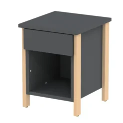 Chevet avec tiroir - Naya - l. 36,5 x h. 47,7 x pr. 39 cm - structure hêtre verni naturel