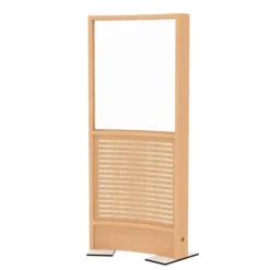 Cloison courbe EPM49B - haut polycarbonate transparent et bas mélaminé électrifiée - l. 80 x h. 180 cm - avec pied
