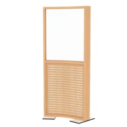 Cloison courbe EPM49B - haut polycarbonate transparent et bas mélaminé - l. 80 x h. 180 cm - avec pied