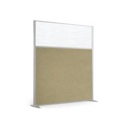 Cloison droite KP - l. 163 x h. 180 cm - bas mélaminé et haut polycarbonate - 2 pieds stabilisateurs