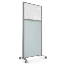 Cloison droite KP - l. 81 x h. 180 cm - bas mélaminé et haut polycarbonate - 2 pieds sur roulettes