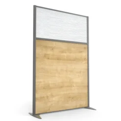Cloison droite KP - l. 122 x h. 180 cm - bas mélaminé et haut polycarbonate - 2 pieds stabilisateurs