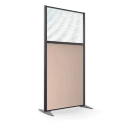 Cloison droite KP - l. 81 x h. 160 cm - bas mélaminé et haut polycarbonate - 2 pieds stabilisateurs