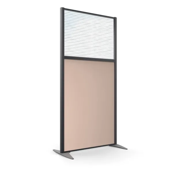 Cloison droite KP - l. 81 x h. 160 cm - bas mélaminé et haut polycarbonate - 2 pieds stabilisateurs