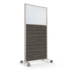 Cloison droite KP - l. 81 x h. 160 cm - bas mélaminé et haut polycarbonate - 2 pieds sur roulettes