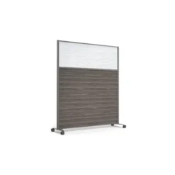 Cloison droite KP - l. 163 x h. 180 cm - bas mélaminé et haut polycarbonate - 2 pieds sur roulettes