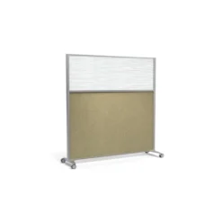 Cloison droite KP - l. 163 x h. 160 cm - bas mélaminé et haut polycarbonate - 2 pieds sur roulettes