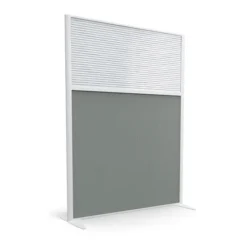 Cloison droite KP - l. 122 x h. 160 cm - bas tissu acoustique et haut polycarbonate - 2 pieds stabilisateurs