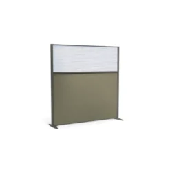 Cloison droite KP - l. 163 x h. 160 cm - bas tissu acoustique et haut polycarbonate - 2 pieds stabilisateurs