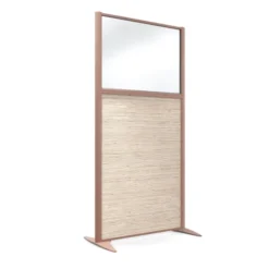 Cloison droite KP - l. 81 x h. 160 cm - partie basse mélaminé et partie haute vitrée - 2 pieds stabilisateurs