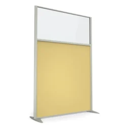Cloison droite KP - l. 122 x h. 180 cm - partie basse mélaminé et partie haute vitrée - 2 pieds stabilisateurs