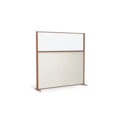 Cloison droite KP - l. 163 x h. 160 cm - partie basse mélaminé et partie haute vitrée - 2 pieds stabilisateurs