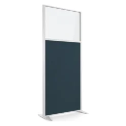 Cloison droite KP - l. 81 x h. 180 cm - partie basse tissu acoustique et partie haute vitrée - 2 pieds stabilisateurs