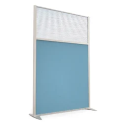 Cloison droite KP - l. 122 x h. 180 cm - partie basse tissu acoustique et haute polycarbonate - 2 pieds stabilisateurs