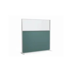 Cloison droite KP - l. 163 x h. 160 cm - partie basse tissu et partie haute vitrée - 2 pieds stabilisateurs