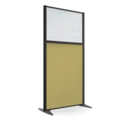 Cloison droite KP - l. 81 x h. 160 cm - partie basse tissu et partie haute polycarbonate - 2 pieds stabilisateurs