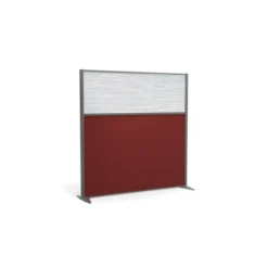 Cloison droite KP - l. 163 x h. 160 cm - partie basse tissu et partie haute polycarbonate - 2 pieds stabilisateurs