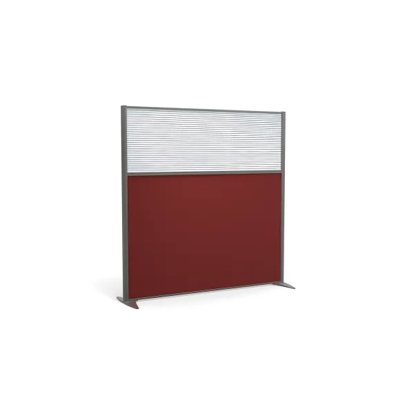 Cloison droite KP - l. 163 x h. 160 cm - partie basse tissu et partie haute polycarbonate - 2 pieds stabilisateurs
