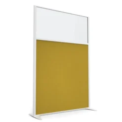 Cloison droite KP - l. 122 x h. 180 cm - partie basse tissu et partie haute vitrée - 2 pieds stabilisateurs