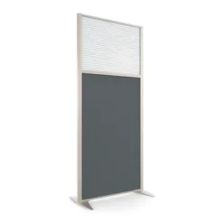 Cloison droite KP - l. 81 x h. 180 cm - partie basse tissu et partie haute polycarbonate - 2 pieds stabilisateurs