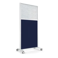 Cloison droite KP - l. 81 x h. 160 cm - partie basse tissu et partie haute polycarbonate - 2 pieds sur roulettes