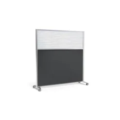 Cloison droite KP - l. 163 x h. 160 cm - partie basse tissu et partie haute polycarbonate - 2 pieds sur roulettes
