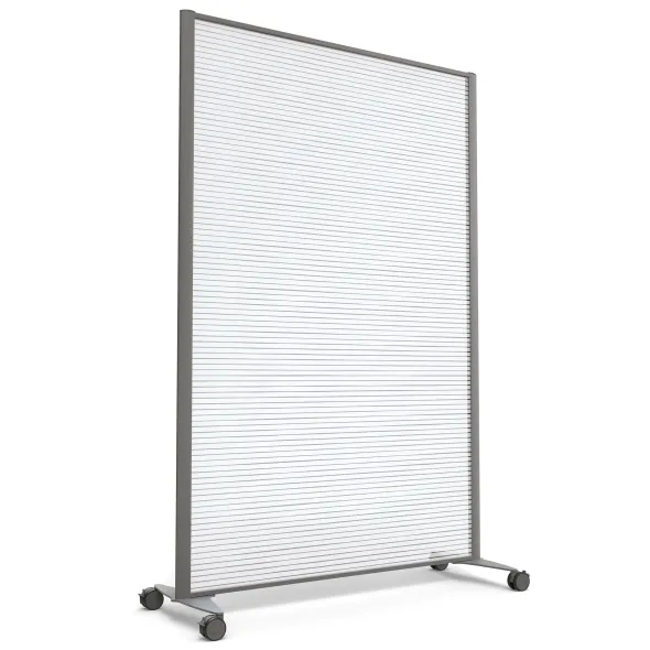 Cloison droite KP - l. 122 x h. 180 cm - polycarbonate - 2 pieds sur roulettes