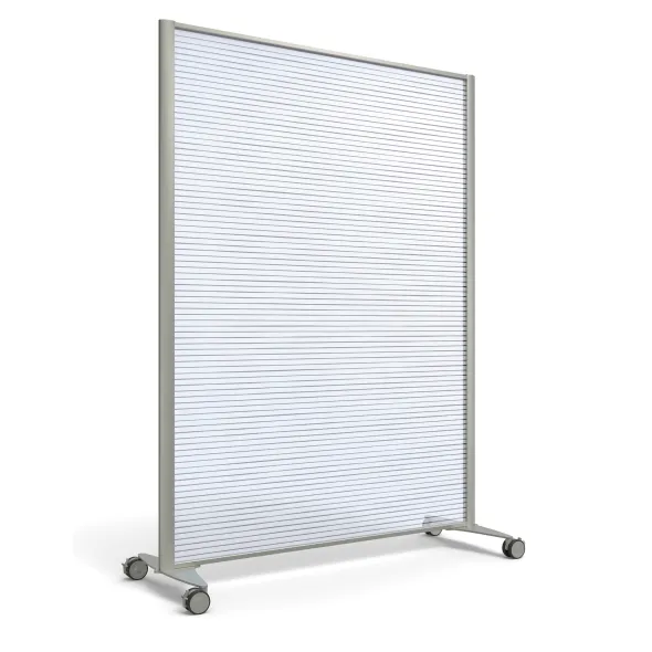 Cloison droite KP - l. 122 x h. 160 cm - polycarbonate - 2 pieds sur roulettes