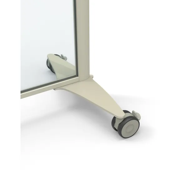 Cloison droite KP - l. 81 x h. 160 cm - verre transparent - 2 pieds sur roulettes