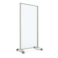 Cloison droite KP - l. 81 x h. 160 cm - verre transparent - 2 pieds sur roulettes