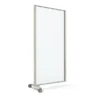 Cloison droite suivante KP - l. 81 x h. 160 cm - verre transparent - 1 pied sur roulettes