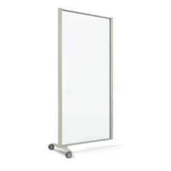 Cloison droite suivante KP - l. 81 x h. 160 cm - verre transparent - 1 pied sur roulettes