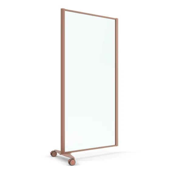 Cloison droite suivante KP - l. 81 x h. 160 cm - verre transparent - 1 pied sur roulettes