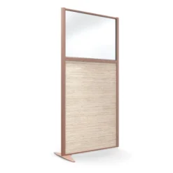 Cloison droite suivante KP - l. 81 x h. 160 cm - bas mélaminé et haut vitré - 1 pied stabilisateur