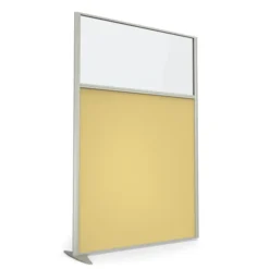 Cloison droite suivante KP - l. 122 x h. 180 cm - partie basse mélaminé et partie haute vitrée - 1 pied stabilisateur