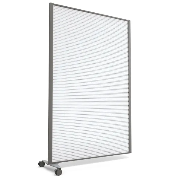 Cloison droite suivante KP - l. 122 x h. 180 cm - polycarbonate - 1 pied sur roulettes