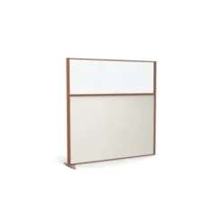 Cloison droite suivante KP - l. 163 x h. 160 cm - partie basse mélaminé et partie haute vitrée - 1 pied stabilisateur
