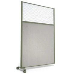 Cloison droite suivante KP - l. 122 x h. 180 cm - bas mélaminé et haut polycarbonate - 1 pied sur roulettes