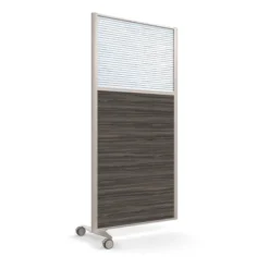 Cloison droite suivante KP - l. 81 x h. 160 cm - bas mélaminé et haut polycarbonate - 1 pied sur roulettes