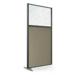 Cloison droite suivante KP - l. 81 x h. 160 cm - bas mélaminé et haut polycarbonate - 1 pied stabilisateur