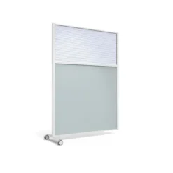 Cloison droite suivante KP - l. 122 x h. 160 cm - bas mélaminé et haut polycarbonate - 1 pied sur roulettes