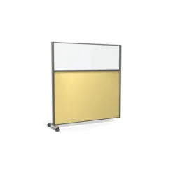 Cloison droite suivante KP - l. 163 x h. 160 cm - partie basse mélaminé et partie haute vitrée - 1 pied sur roulettes