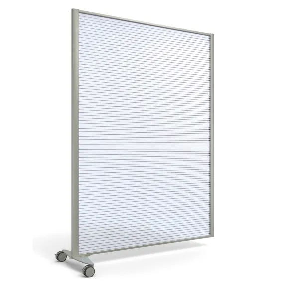 Cloison droite suivante KP - l. 122 x h. 160 cm - polycarbonate - 1 pied sur roulettes