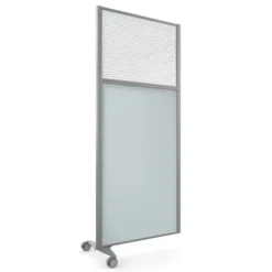 Cloison droite suivante KP - l. 81 x h. 180 cm - bas mélaminé et haut polycarbonate - 1 pied sur roulettes
