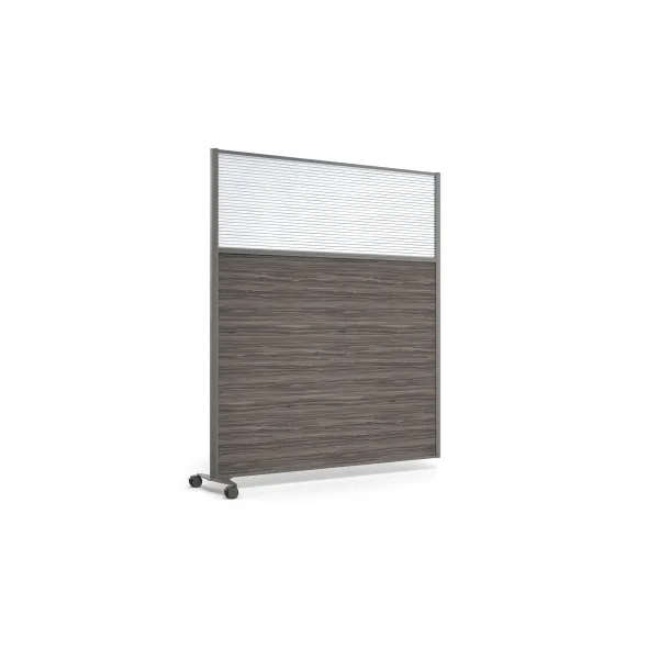 Cloison droite suivante KP - l. 163 x h. 180 cm - bas mélaminé et haut polycarbonate - 1 pied sur roulettes