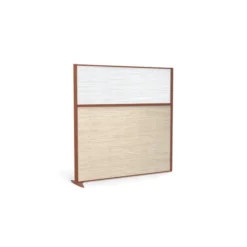Cloison droite suivante KP - l. 163 x h. 160 cm - bas mélaminé et haut polycarbonate - 1 pied stabilisateur