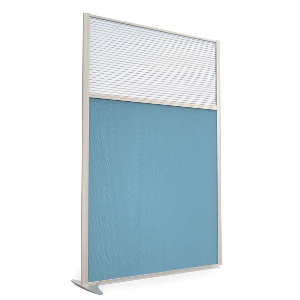 Cloison droite suivante KP - l. 122 x h. 180 cm - bas tissu et haut polycarbonate - 1 pied stabilisateur